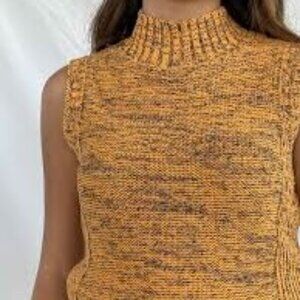 Nine West Yellow/Purple Mock neck rib knit sleeveless sweater, size XXL